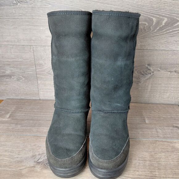 UGG Boots Ultra Tall Tasman Braid Womens 7 Black Sheepskin Wool Shearling 5245 - Picture 6 of 16